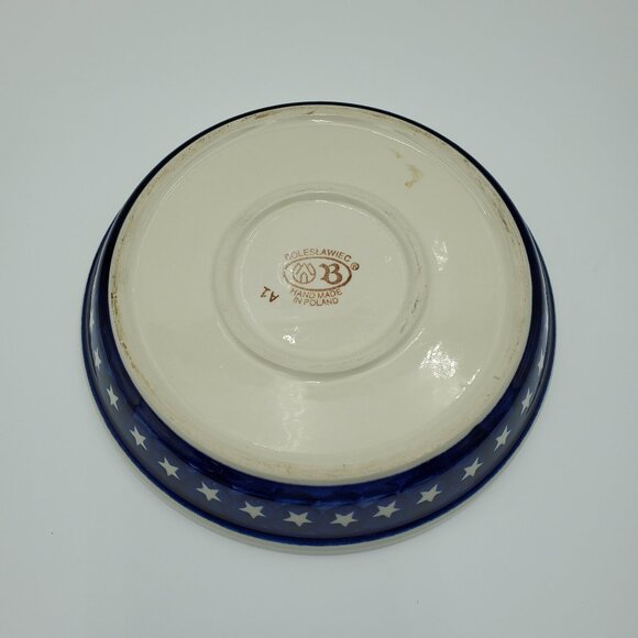 Polish Pottery Stars & Stripes Pie Plate Stars and Stripes Pie Dish - Picture 5 of 7
